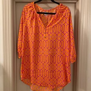 Mudpie Orange/Pink Geometric Women's Tunic size Medium in Excellent Condition